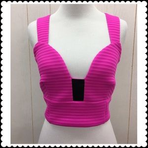 EXPRESS Crop Top Pink & Black Back Zip Small